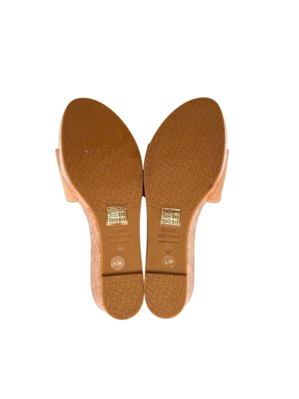 Stuart Weitzman Cork Summer Wedge Platform Sandals Beige Suede Slip-On 6.5B NEW - Picture 4 of 13